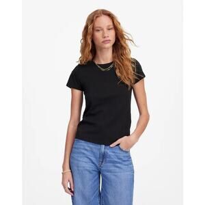 NWT Madewell Essential Slim Tee in Lightweight Cotton Black Size XXS